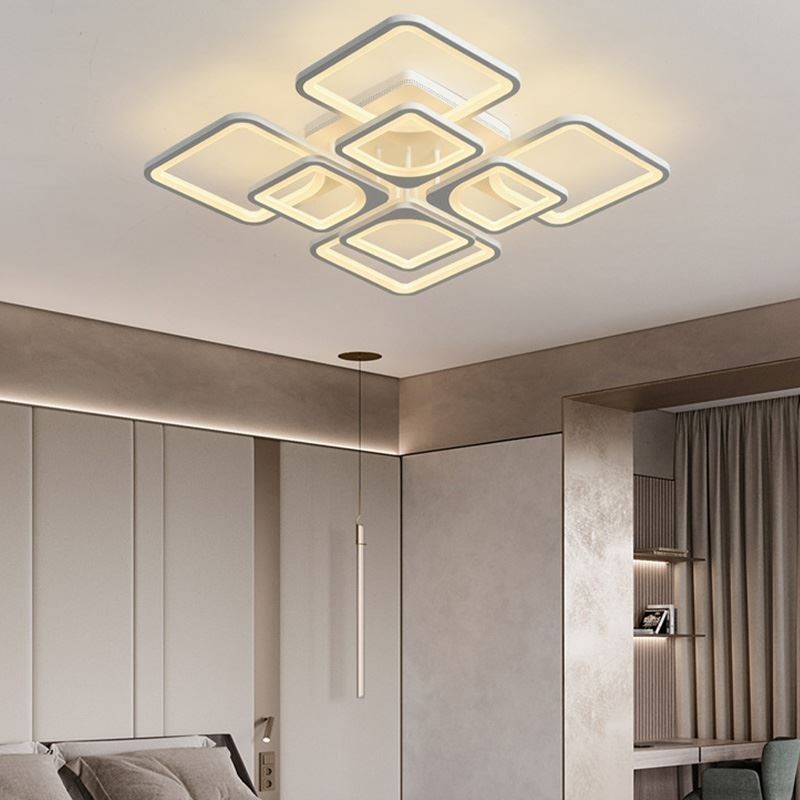 Flush Mount White Acrylic Square Ceiling Light 5 Lights 8 Lights