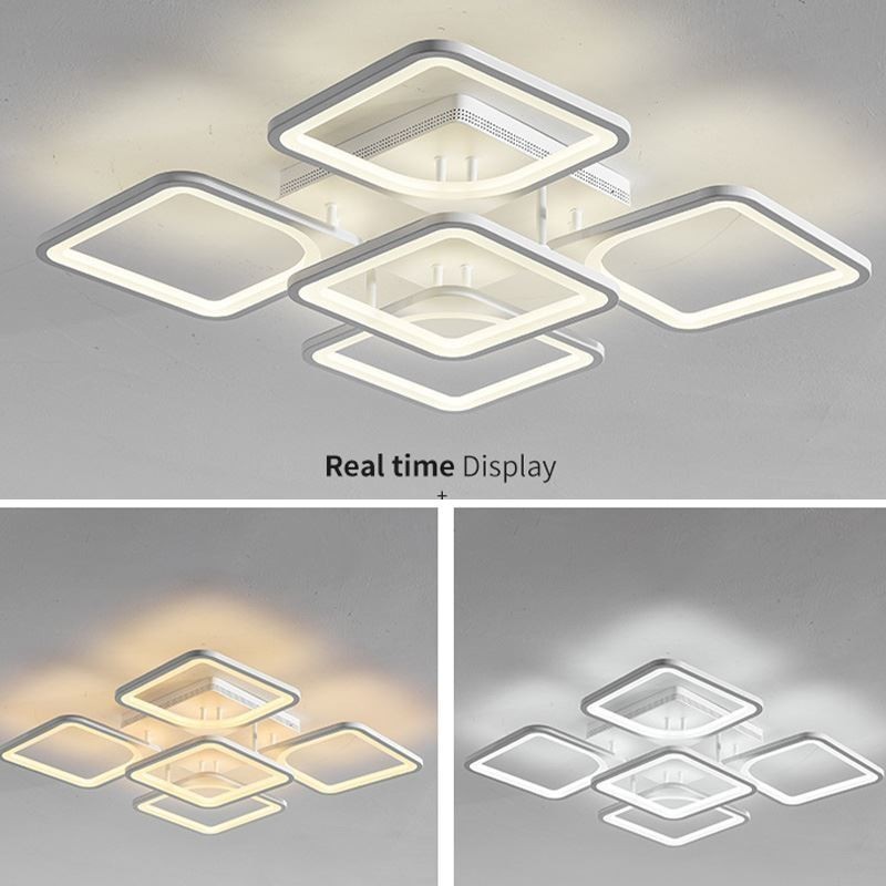 Flush Mount White Acrylic Square Ceiling Light 5 Lights 8 Lights