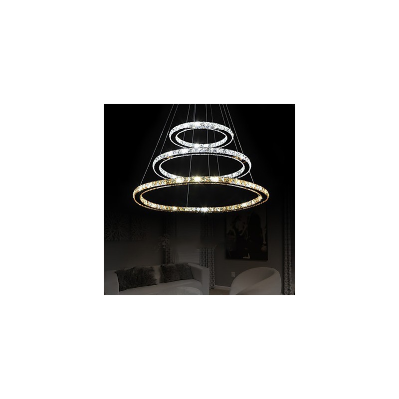 Pendant Lamps Amber and Clear K9 Crystal Chandelier Lights Lighting with 3 Ring