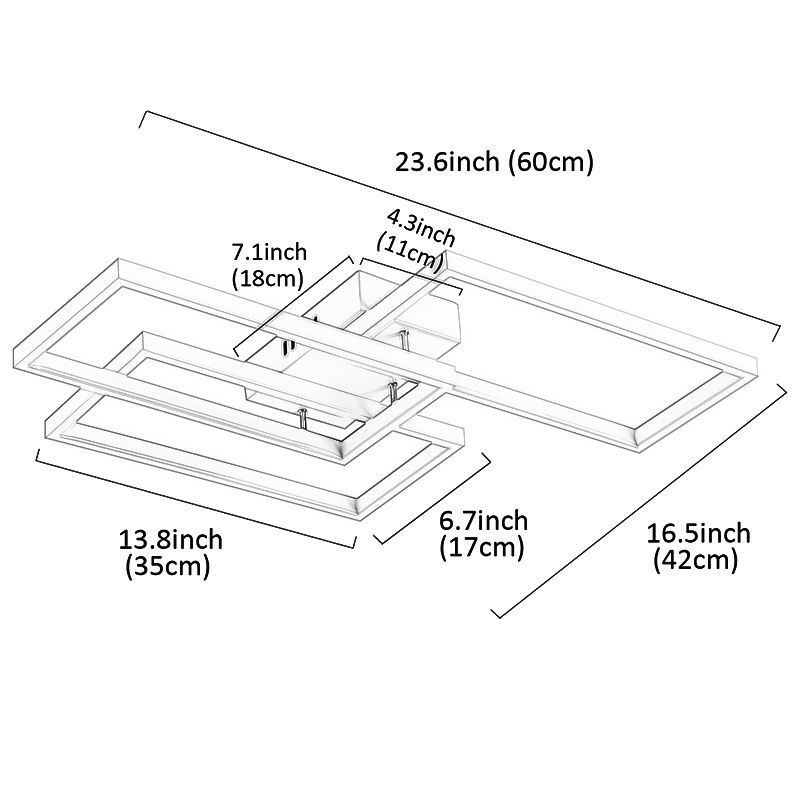 Flush Mount Acrylic Geometric Rectangular Ceiling Light