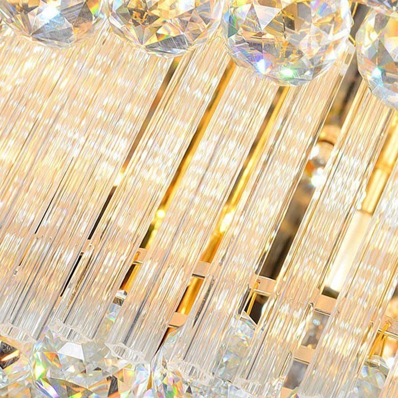 Crystal Flush Mount Round Crystal Ceiling Lamp with Remote Control 80CM