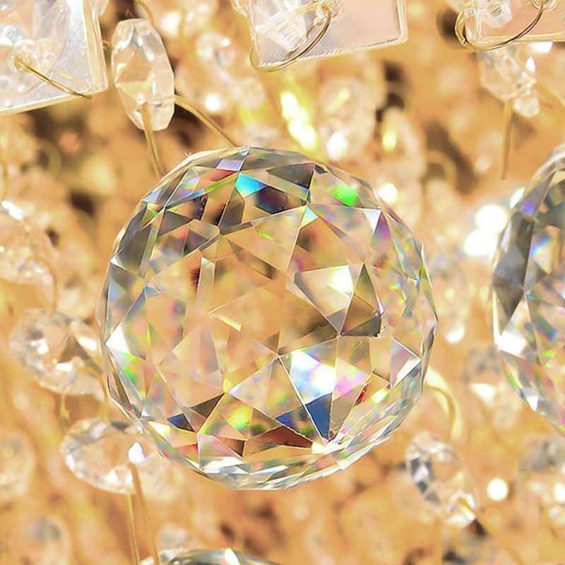 Crystal Flush Mount Round Crystal Ceiling Lamp with Remote Control 80CM