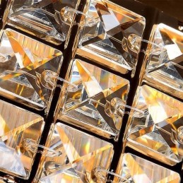 Crystal Flush Mount Round Crystal Ceiling Lamp with Remote Control 80CM