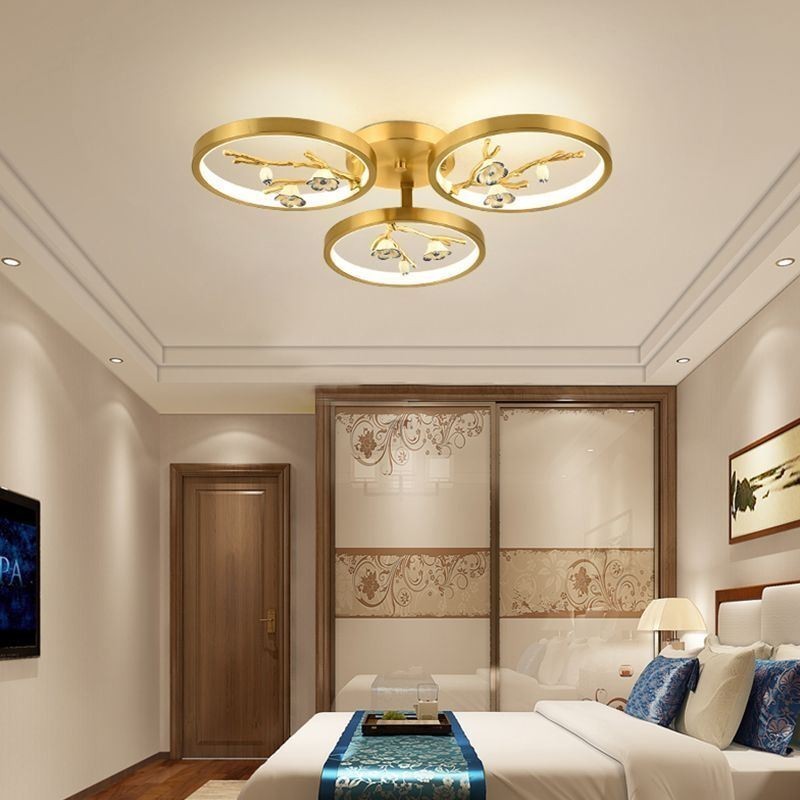 Flush Mount Copper Art Branch Plum Blossom Ceiling Light