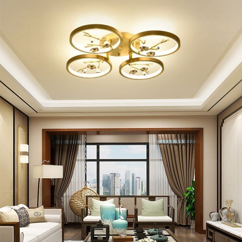 Flush Mount Copper Art Branch Plum Blossom Ceiling Light