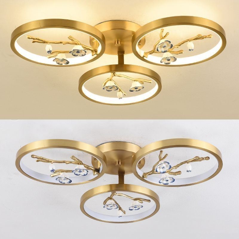 Flush Mount Copper Art Branch Plum Blossom Ceiling Light