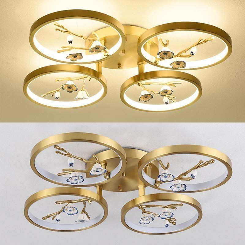 Flush Mount Copper Art Branch Plum Blossom Ceiling Light