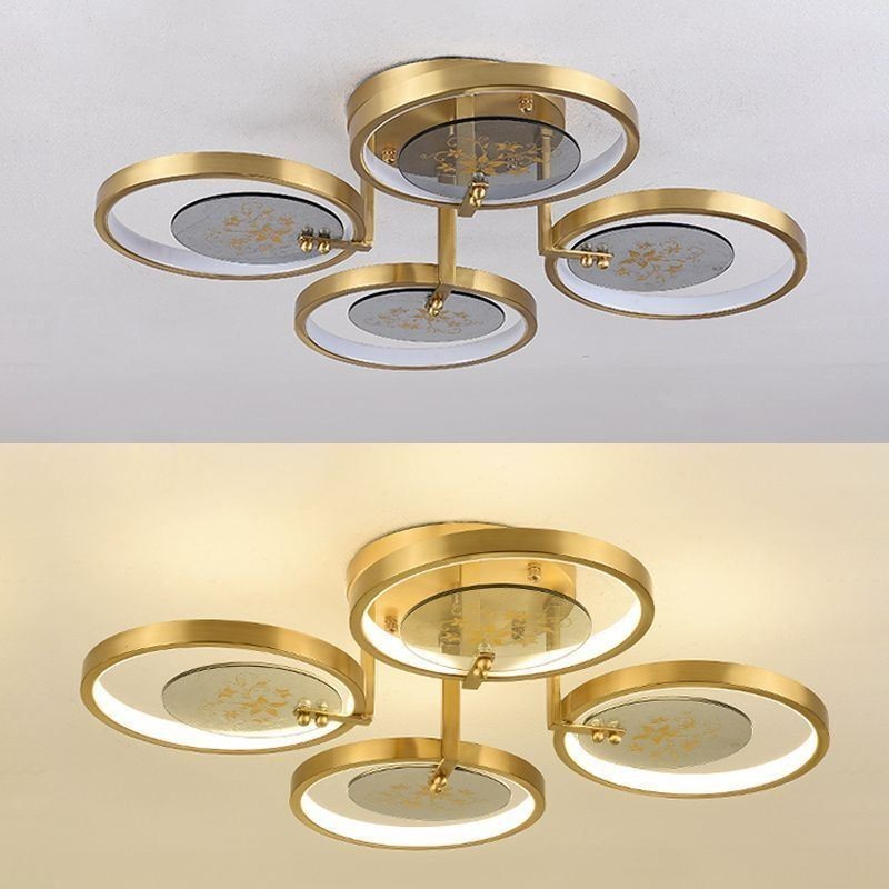Flush Mount Acrylic Copper Art Printing Ceiling Light