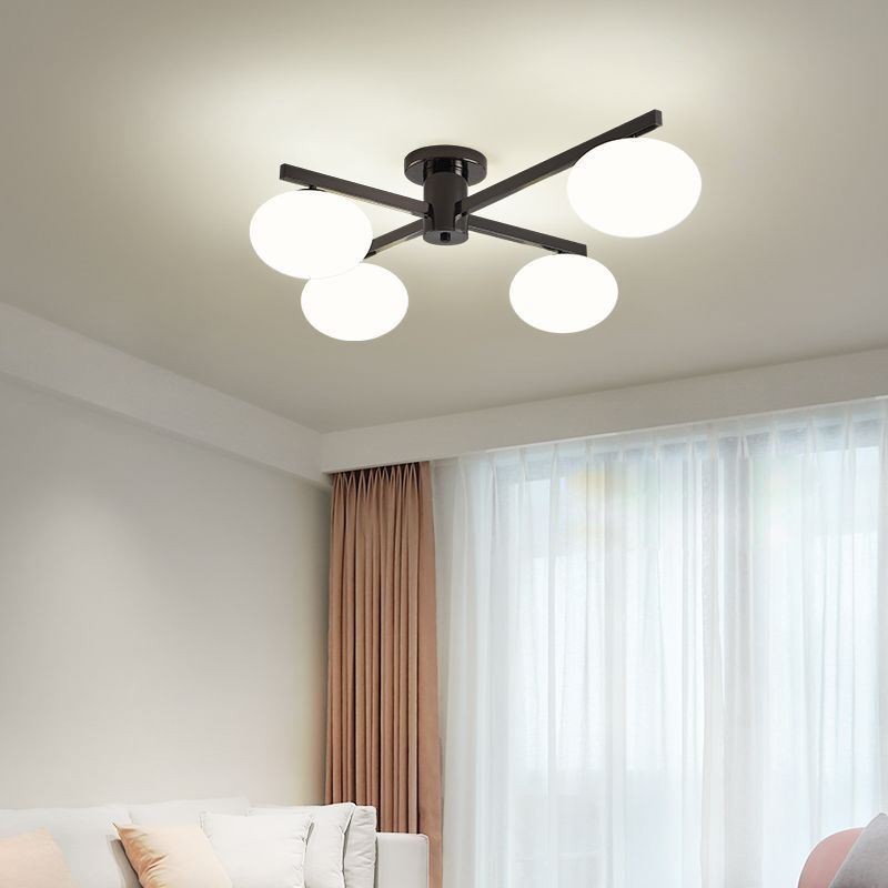 Nordic Glass Flush Mount Creative Wrought Iron Ceiling Light