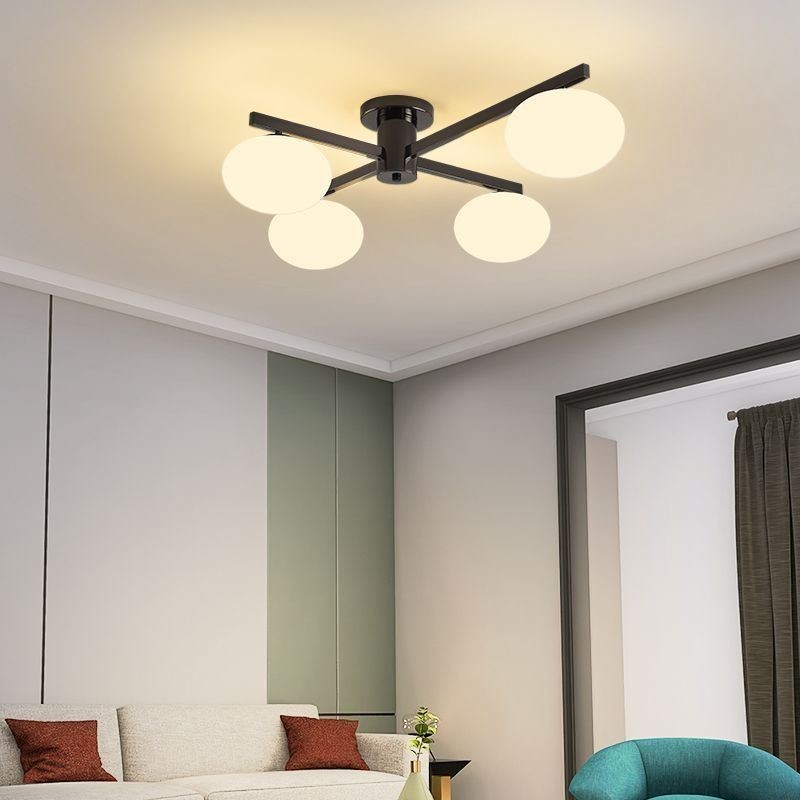 Nordic Glass Flush Mount Creative Wrought Iron Ceiling Light