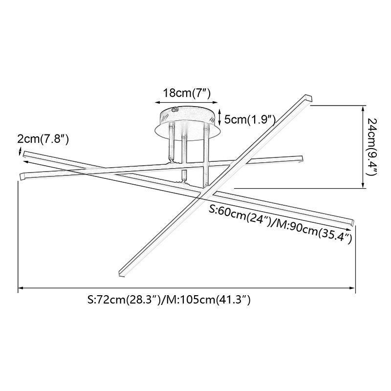 Modern Simple Flush Mount Aluminum Art Strip Ceiling Light