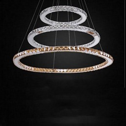 Pendant Lamps Amber and Clear K9 Crystal Chandelier Lights Lighting with 3 Ring