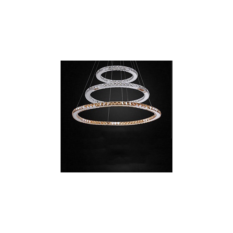 Pendant Lamps Amber and Clear K9 Crystal Chandelier Lights Lighting with 3 Ring