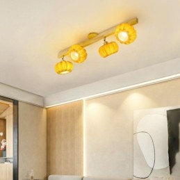 Double Small Pumpkin Flush Mount Japanese Retro Ceiling Light