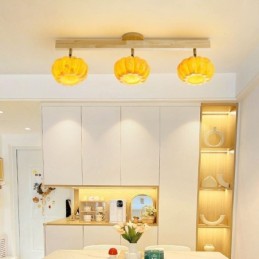 Double Small Pumpkin Flush Mount Japanese Retro Ceiling Light
