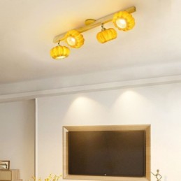 Double Small Pumpkin Flush Mount Japanese Retro Ceiling Light