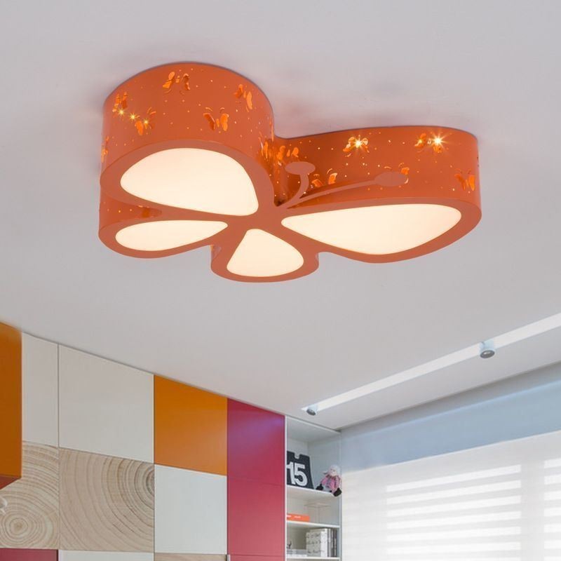 Butterfly Flush Mount Contemporary Metal Ceiling Fixture