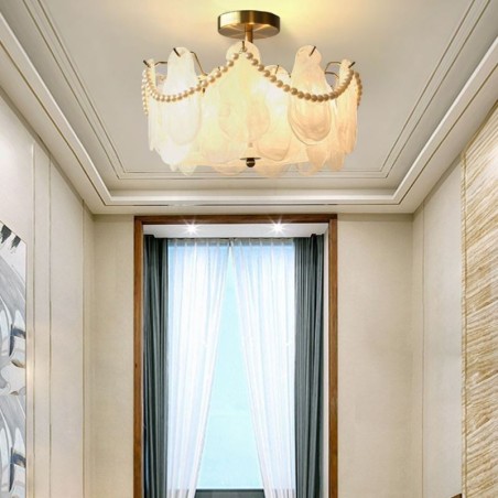 European Iron Ceiling Light Elegant Glass Ceiling Lamp