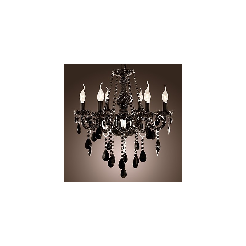 Chandelier Black Crystal Modern 6 Lights