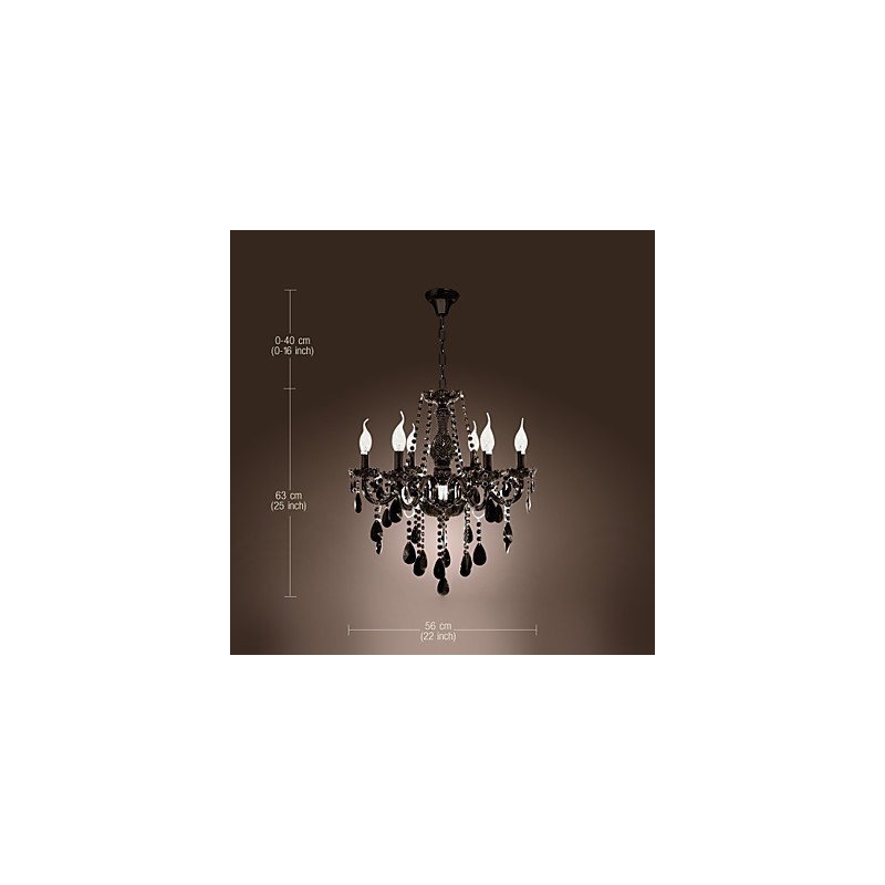 Chandelier Black Crystal Modern 6 Lights