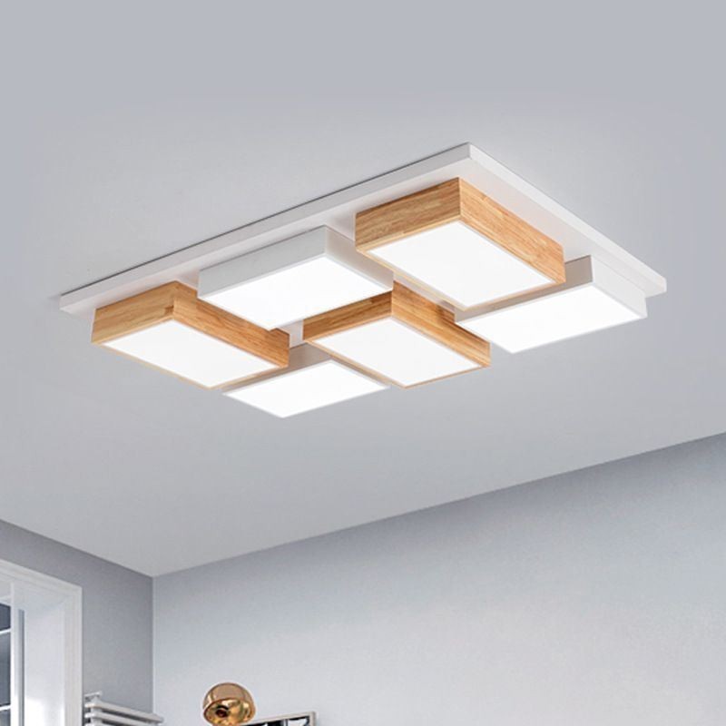 Modern Acrylic Ceiling Light Geometric Wood Ceiling Lamp