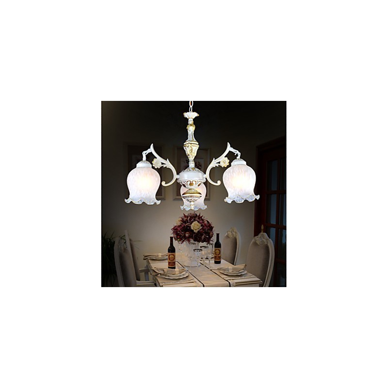Chandelier Three Lights White European Retro Classic