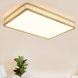 Japanese Acrylic Ceiling Light Rectangular Rubber Wood Ceiling Light
