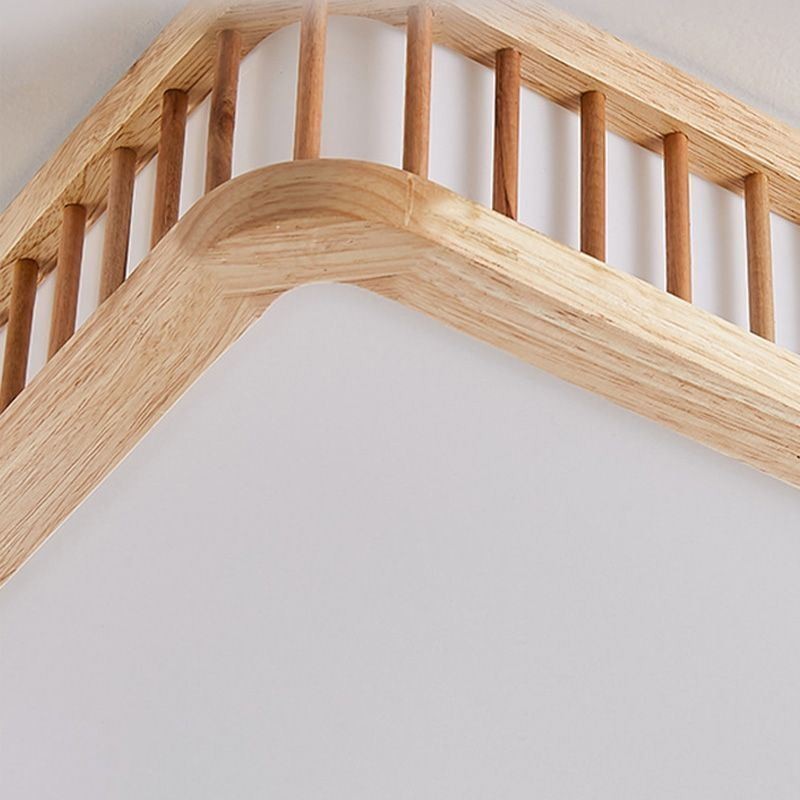 Japanese Acrylic Ceiling Light Rectangular Rubber Wood Ceiling Light