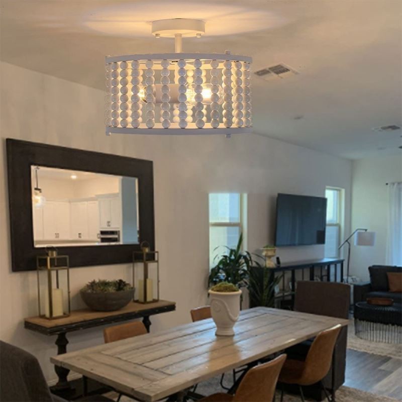 3 Light Ceiling Lighting Wood Bead Ceiling Lampway Foyer