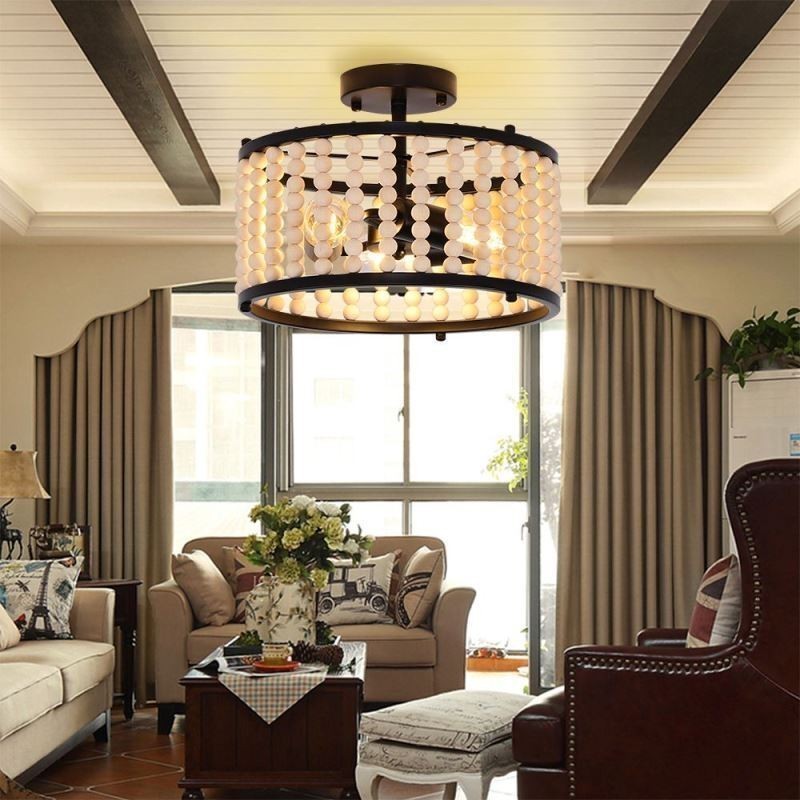 3 Light Ceiling Lighting Wood Bead Ceiling Lampway Foyer