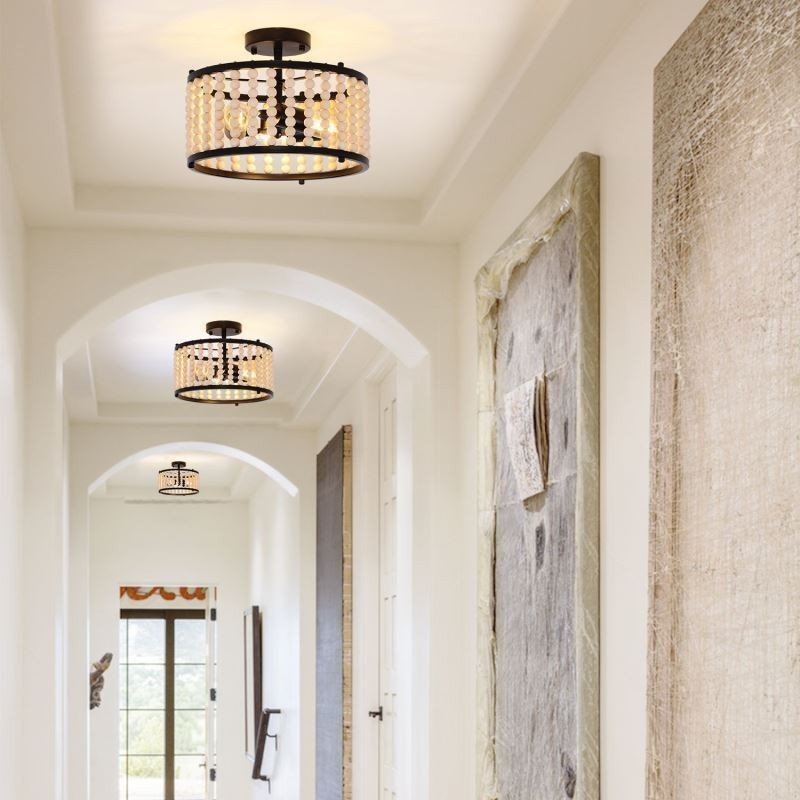 3 Light Ceiling Lighting Wood Bead Ceiling Lampway Foyer