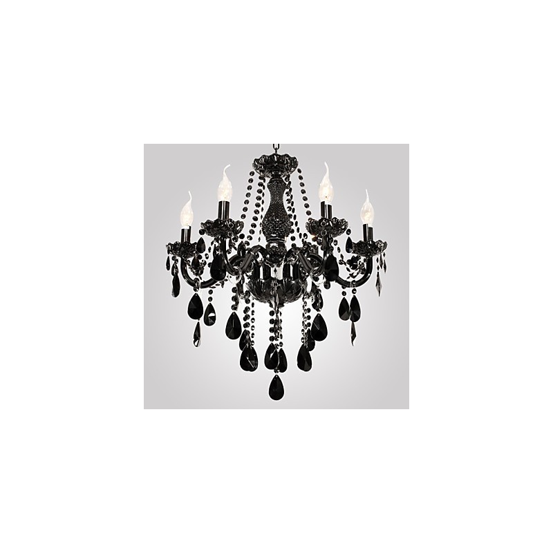 Chandelier Black Crystal Modern 6 Lights