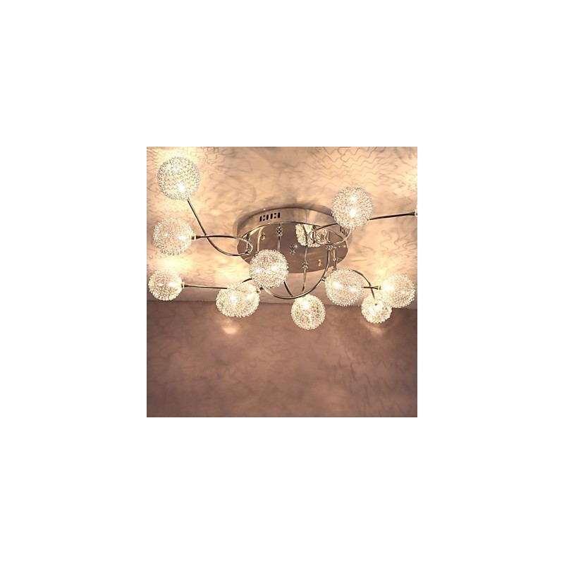 G4 12 light Iron Flush Mount Light with Aluminum Shades