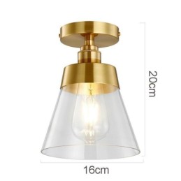 Contemporary Glass Flush Ceiling Light 1 Light Brass Finish