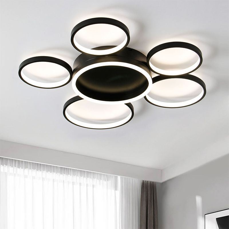 6 Ring Acrylic Flush Mount Modern Ceiling Light
