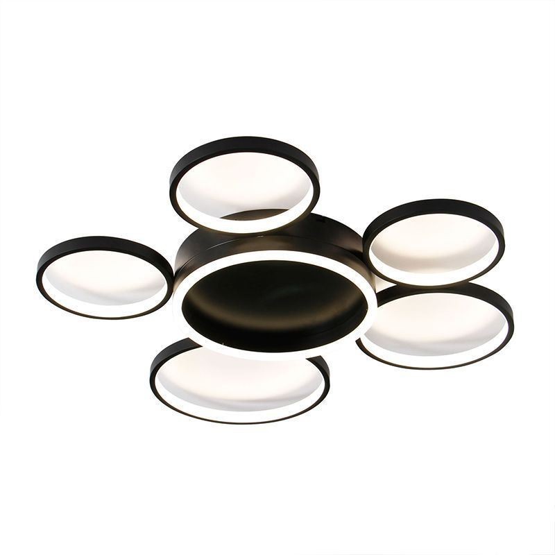 6 Ring Acrylic Flush Mount Modern Ceiling Light
