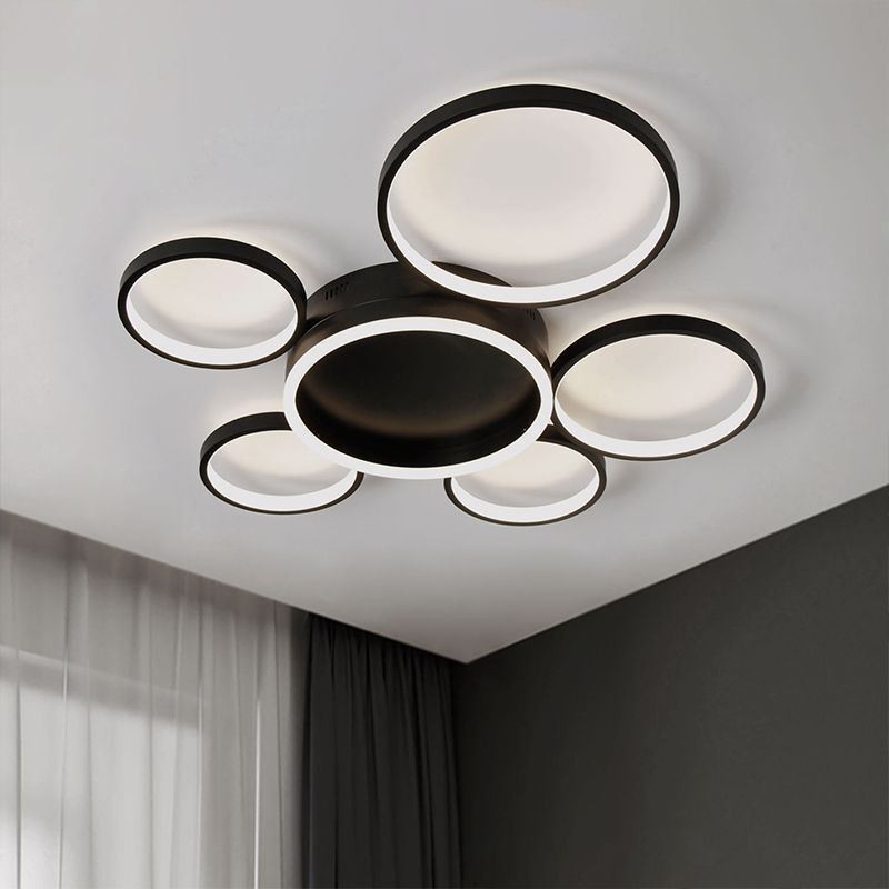 6 Ring Acrylic Flush Mount Modern Ceiling Light