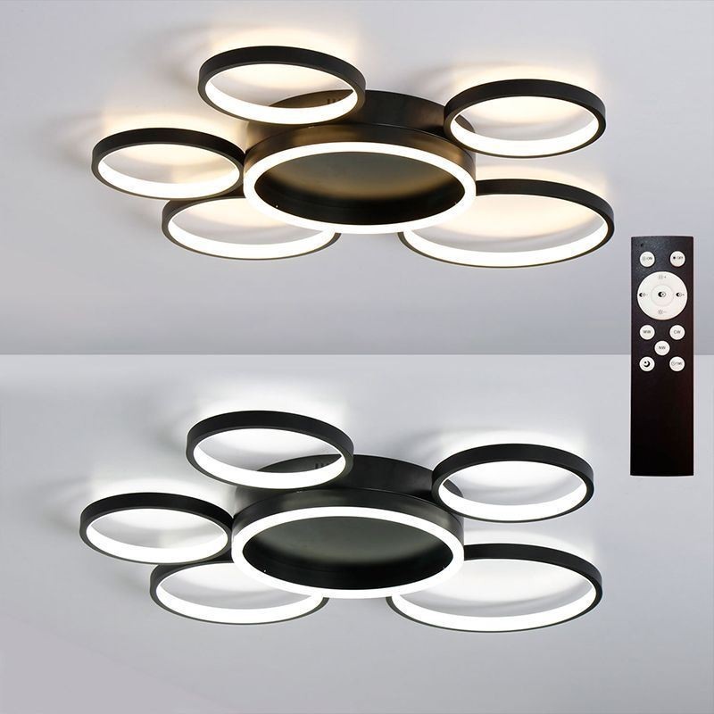6 Ring Acrylic Flush Mount Modern Ceiling Light