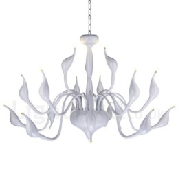 18 Lights Stainless Post Modern Swan Chandelier Light G4 White Finished