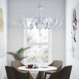 18 Lights Stainless Post Modern Swan Chandelier Light G4 White Finished