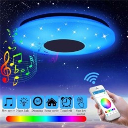 Flush Mount Colorful Ceiling Lamp with Bluetooth Music Speaker Timing Function