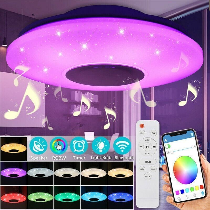 Flush Mount Decorative Lamp Remote APP Control Bluetooth Music Speaker Lamp