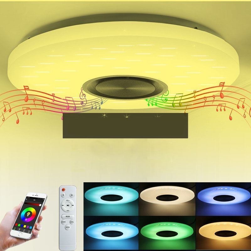 Flush Mount Decorative Lamp Remote APP Control Bluetooth Music Speaker Lamp