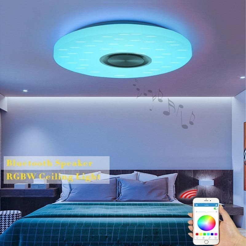 Flush Mount Decorative Lamp Remote APP Control Bluetooth Music Speaker Lamp
