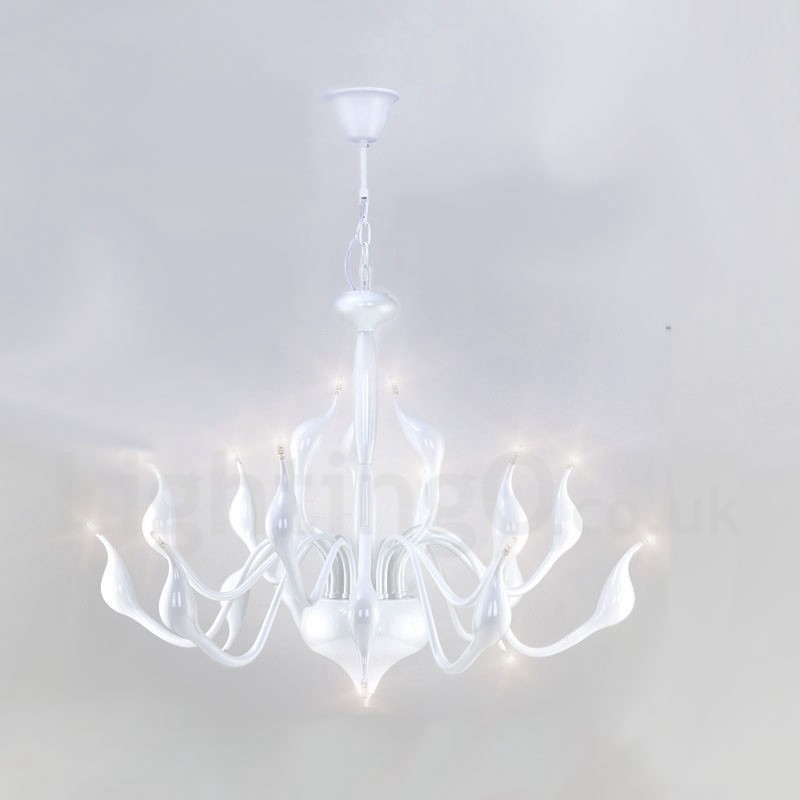 18 Lights Stainless Post Modern Swan Chandelier Light G4 White Finished
