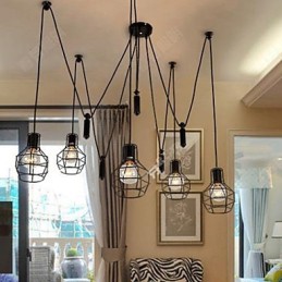 Dining Sitting Chandelier American Country Lamps And Lanterns Lift Tiny Cages Droplight