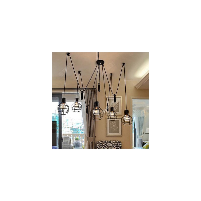Dining Sitting Chandelier American Country Lamps And Lanterns Lift Tiny Cages Droplight