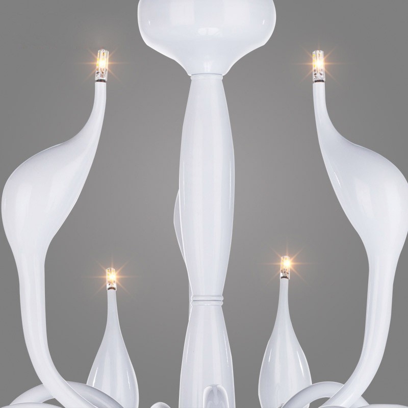 18 Lights Stainless Post Modern Swan Chandelier Light G4 White Finished