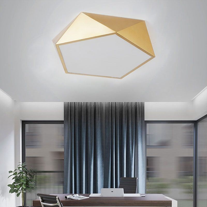 Gold Geometric Flush Mount Acrylic Ceiling Light