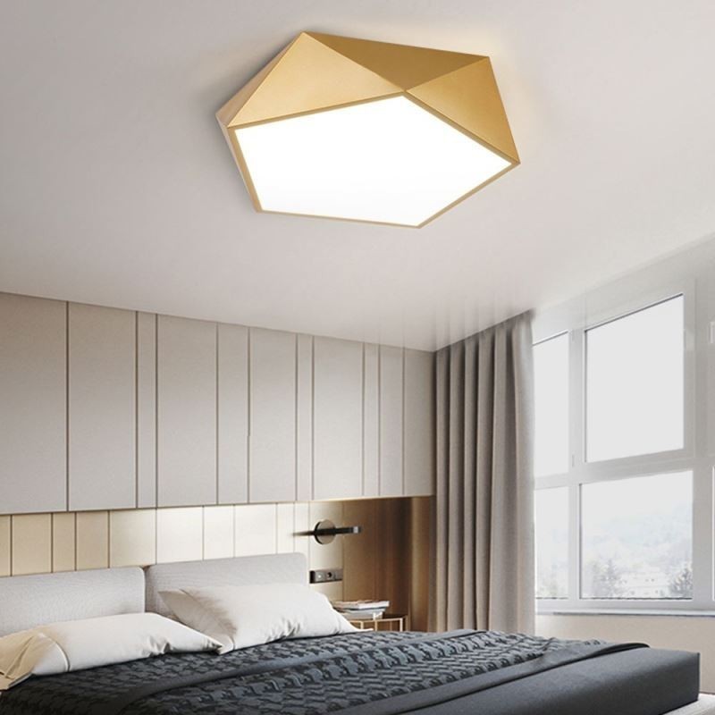 Gold Geometric Flush Mount Acrylic Ceiling Light